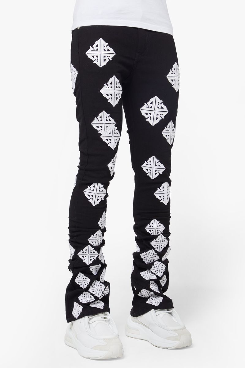 Guapi Ghost Icon Stacked Jeans (Black/White)