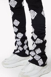 Guapi Ghost Icon Stacked Jeans (Black/White)