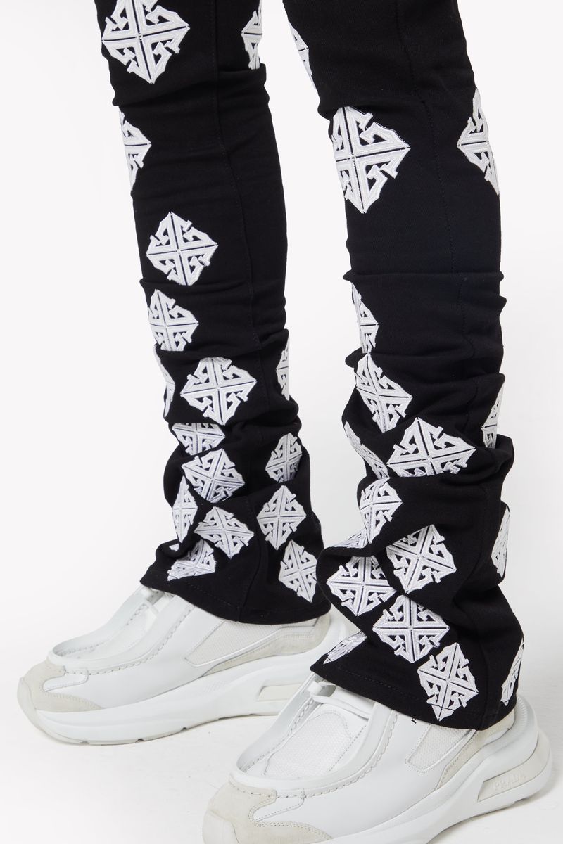 Guapi Ghost Icon Stacked Jeans (Black/White)