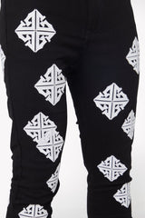 Guapi Ghost Icon Stacked Jeans (Black/White)