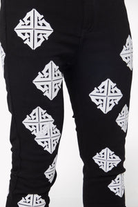 Guapi Ghost Icon Stacked Jeans (Black/White)