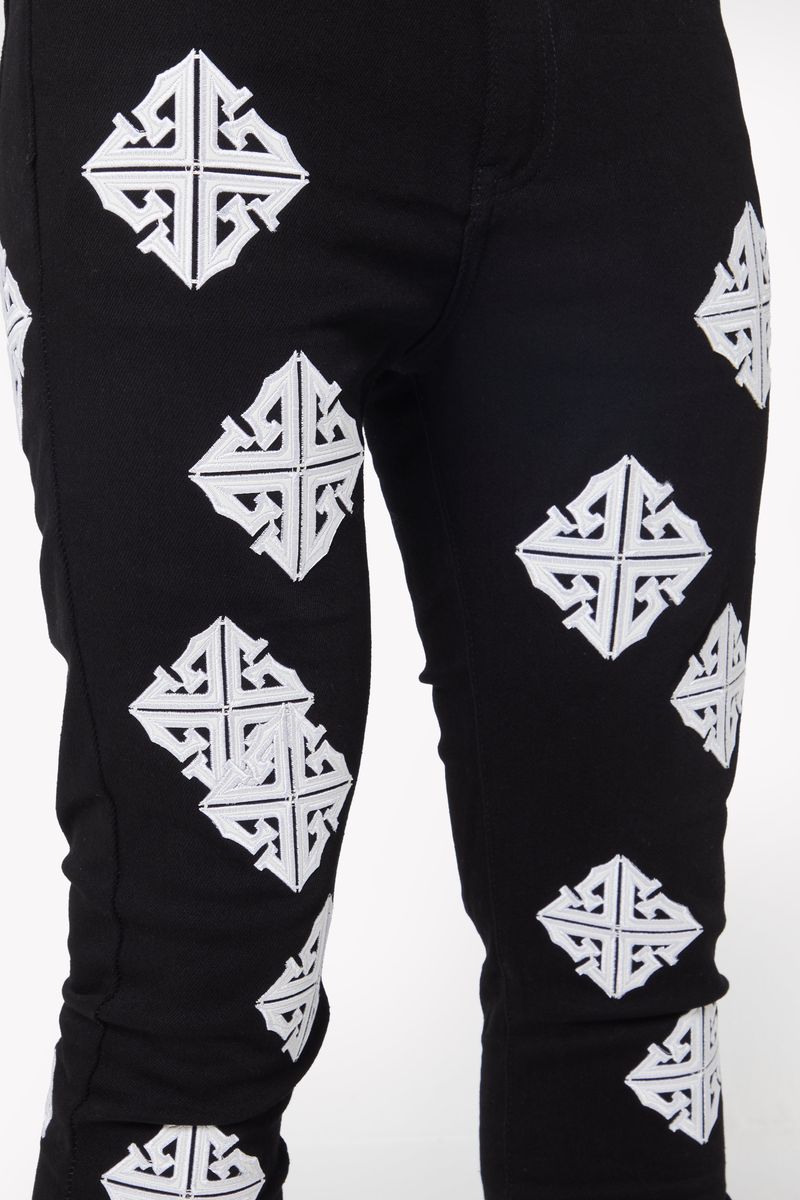 Guapi Ghost Icon Stacked Jeans (Black/White)