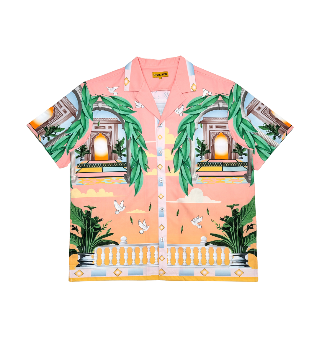 Civilized Men's Maison Blanche Tennis Club Button Down Short Set (Pink)