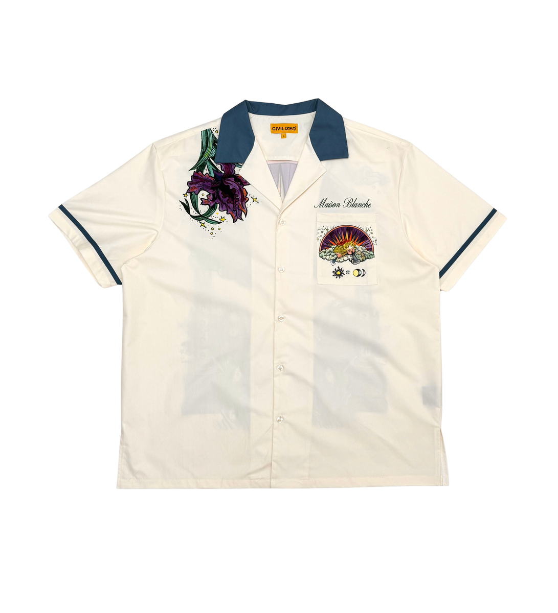 Civilized Men's Sunset Garden Button Down Short Set (Khaki)