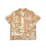 Civilized Tribal Print Button Down Short Set (Tan)