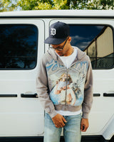 Mixed Emotion Rhinestone Hoodie Grey