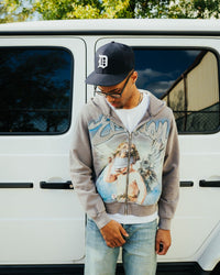 Mixed Emotion Rhinestone Hoodie Grey