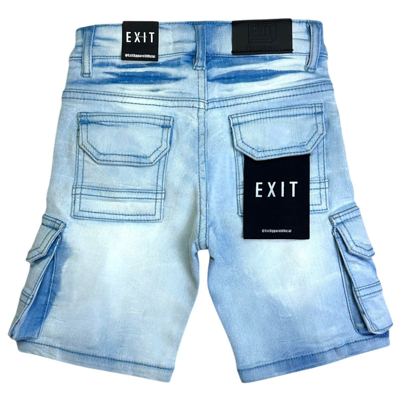 Exit Kids Cargo Jean Shorts – Light Blue Wash