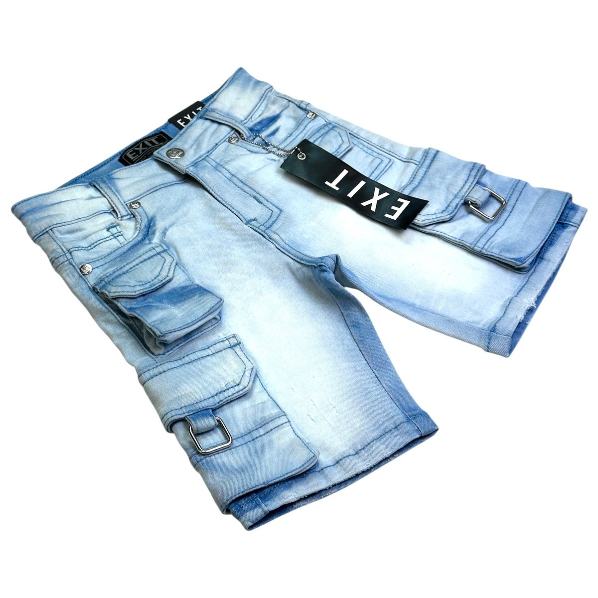 Exit Kids Cargo Jean Shorts – Light Blue Wash