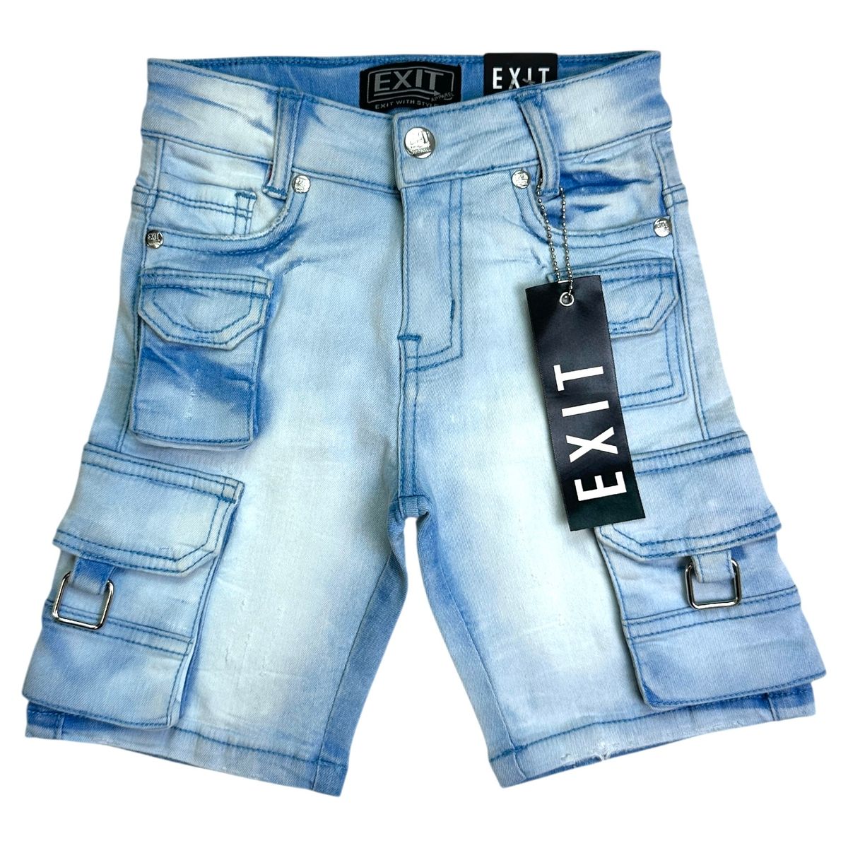 Exit Kids Cargo Jean Shorts – Light Blue Wash