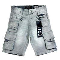 Exit Kids Cargo Jean Shorts – Gray Wash