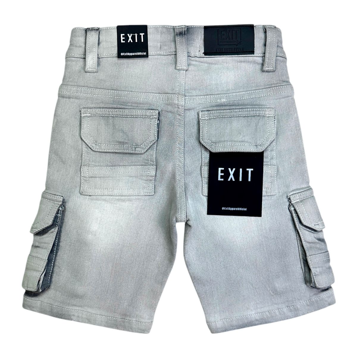Exit Kids Cargo Jean Shorts – Gray Wash