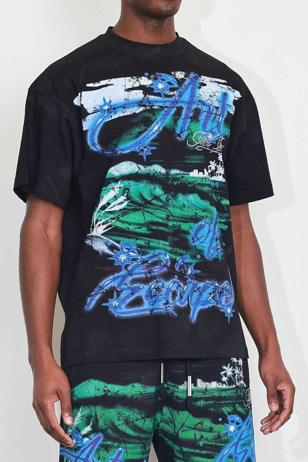 First Row Men's Art of Escape Wave Tee Black