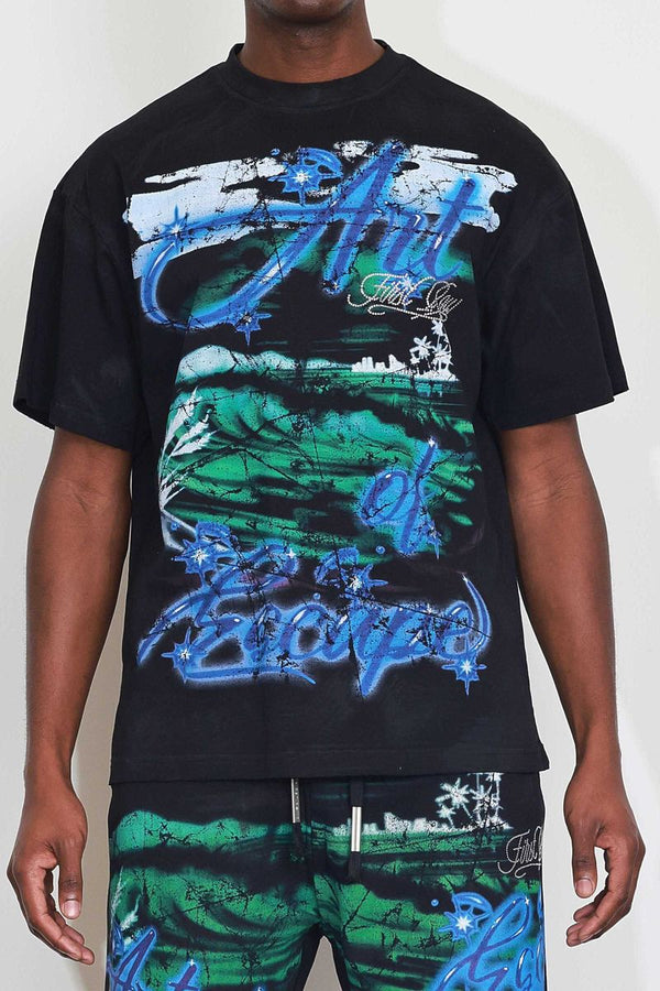 First Row Men's Art of Escape Wave Tee Black