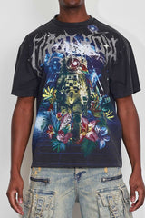 First Row Washed Earth First Flower Tee (Black)