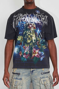 First Row Washed Earth First Flower Tee (Black)