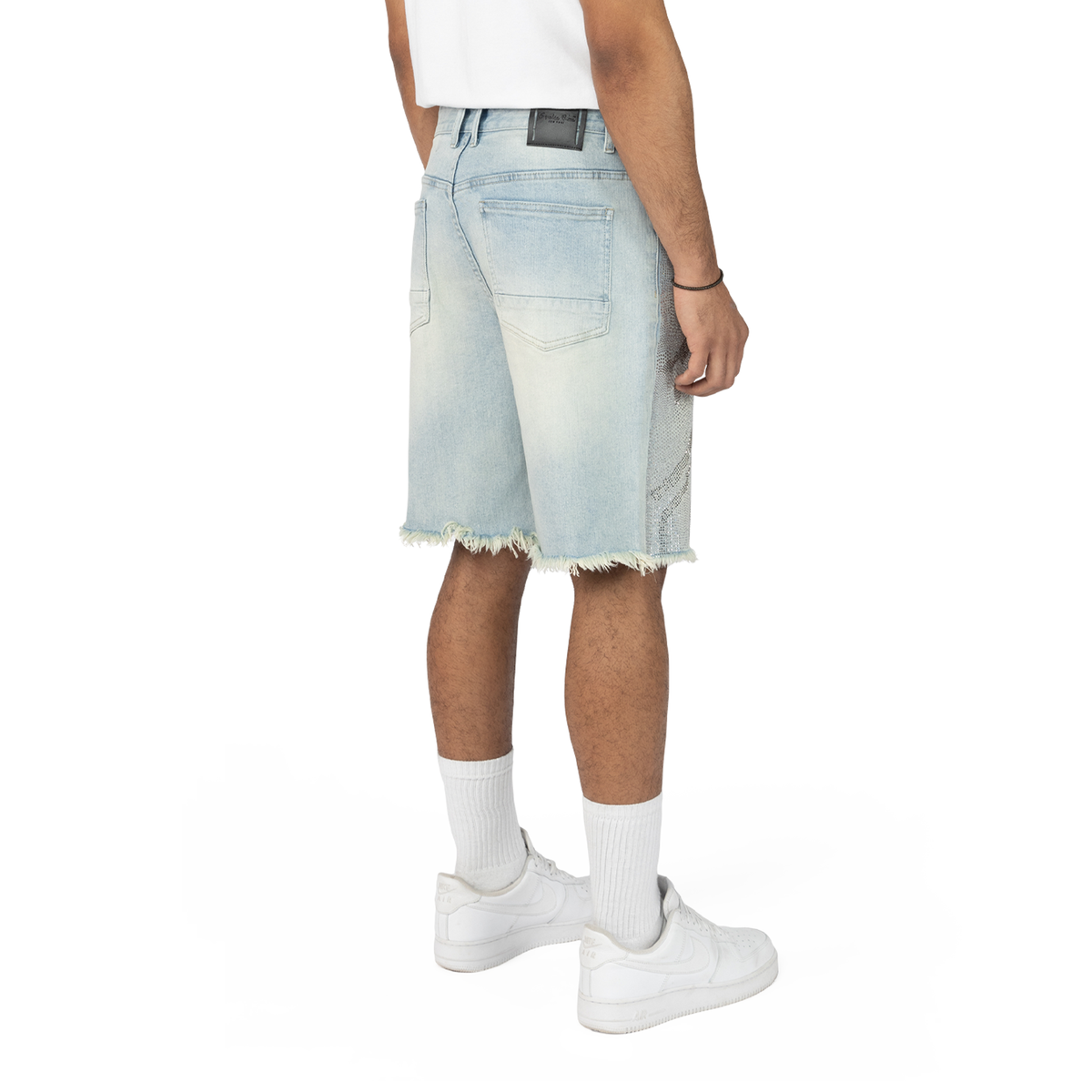Smoke Rise Rhinestone Jean Shorts Lucent Blue