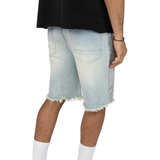 Smoke Rise Rhinestone Jean Shorts Lucent Blue