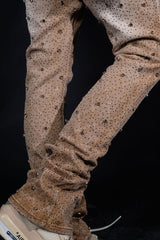 Vicious Denim Men's Stacked Embellished Jeans - brown