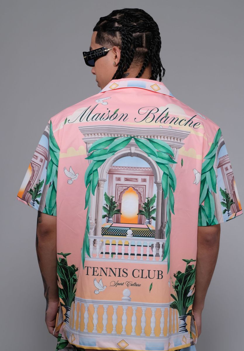 Civilized Men's Maison Blanche Tennis Club Button Down Short Set (Pink)