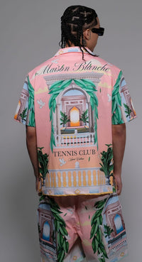 Civilized Men's Maison Blanche Tennis Club Button Down Short Set (Pink)
