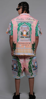 Civilized Men's Maison Blanche Tennis Club Button Down Short Set (Pink)