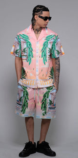 Civilized Men's Maison Blanche Tennis Club Button Down Short Set (Pink)