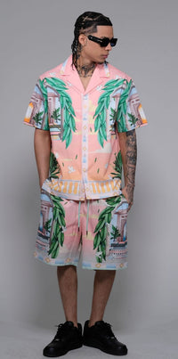 Civilized Men's Maison Blanche Tennis Club Button Down Short Set (Pink)