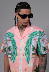 Civilized Men's Maison Blanche Tennis Club Button Down Short Set (Pink)