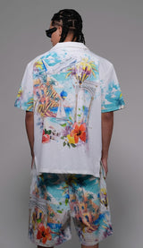 Civilized Men's Bon Voyage Button Down Short Set (White)