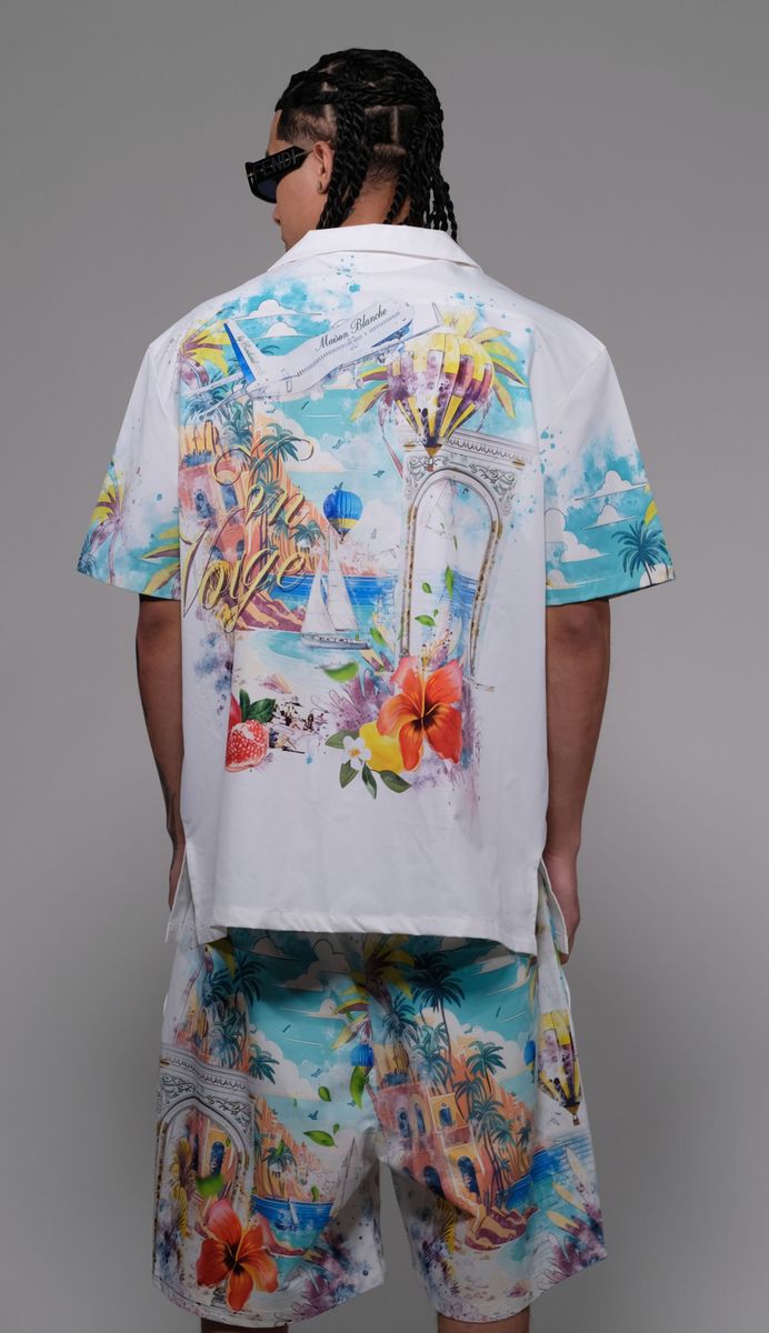 Civilized Men's Bon Voyage Button Down Short Set (White)