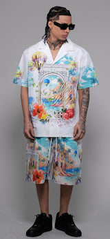 Civilized Men's Bon Voyage Button Down Short Set (White)