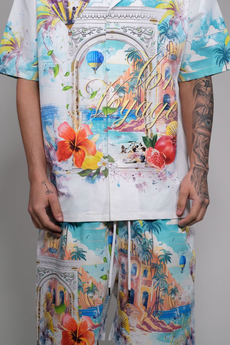 Civilized Men's Bon Voyage Button Down Short Set (White)