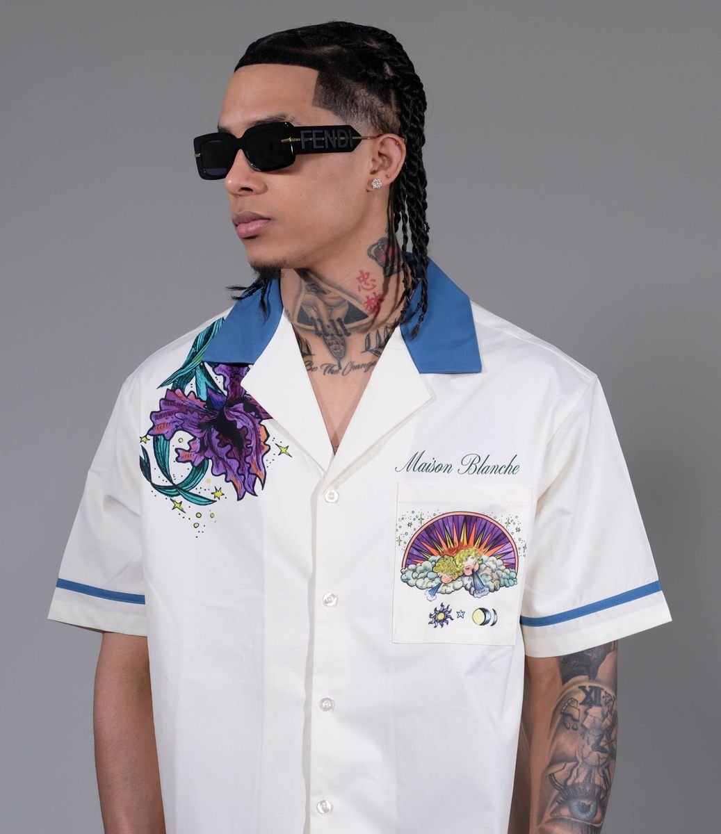 Civilized Men's Sunset Garden Button Down Short Set (Khaki)