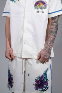 Civilized Men's Sunset Garden Button Down Short Set (Khaki)