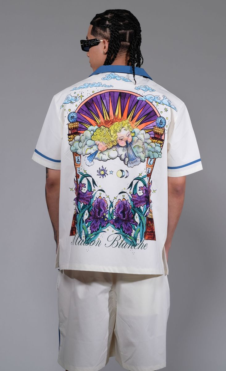 Civilized Men's Sunset Garden Button Down Short Set (Khaki)