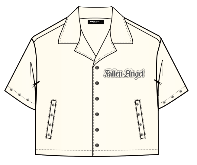 Roku studio studs twill fallen angel cropped shirt Cream