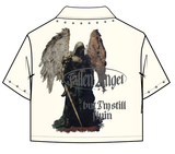 Roku studio studs twill fallen angel cropped shirt Cream