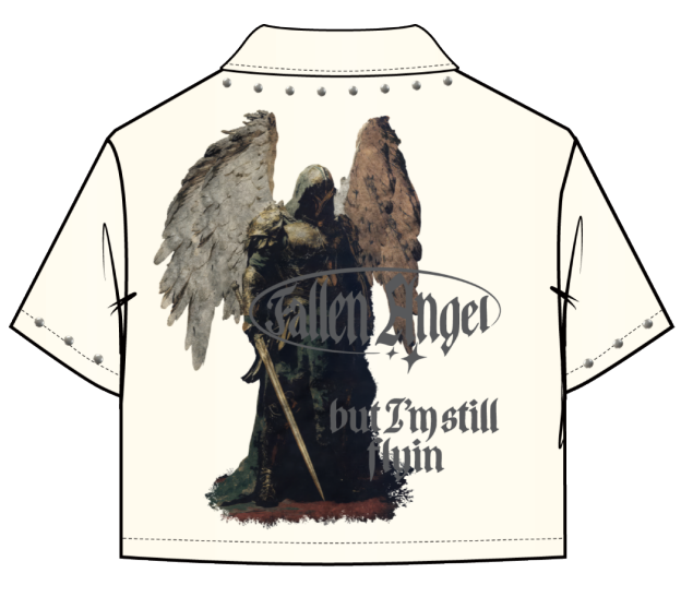 Roku studio studs twill fallen angel cropped shirt Cream