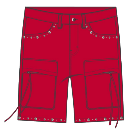 Roku studio studs twill cargo short Red