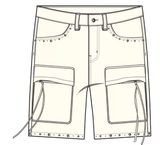 Roku studio studs twill cargo short Cream