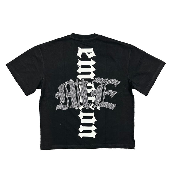 Mixed Emotion Astronaut Rhinestone Tee Black