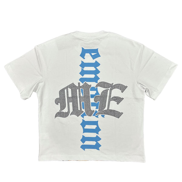 Mixed Emotion Angel Rhinestone Tee White