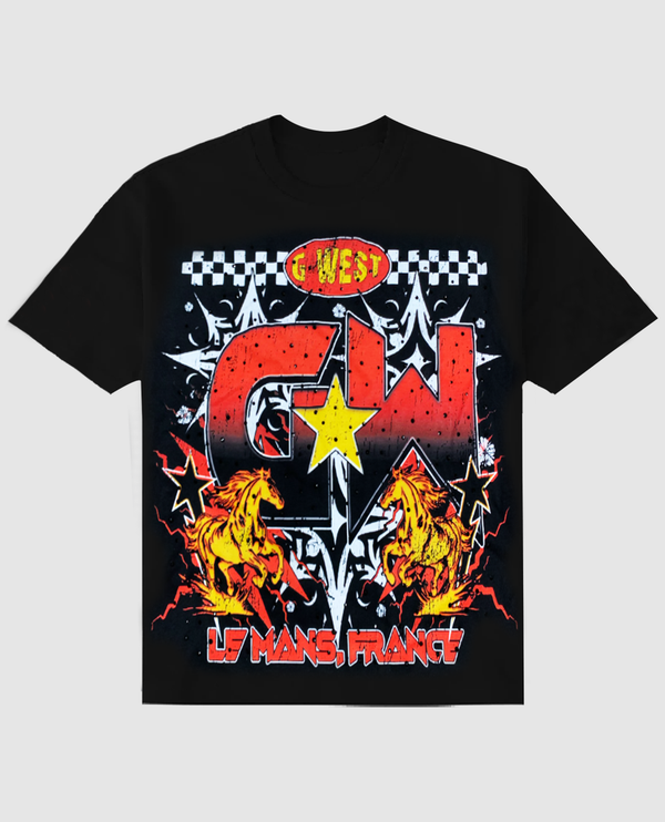 G West Rhinestone Le Mans France Tee Black/Red
