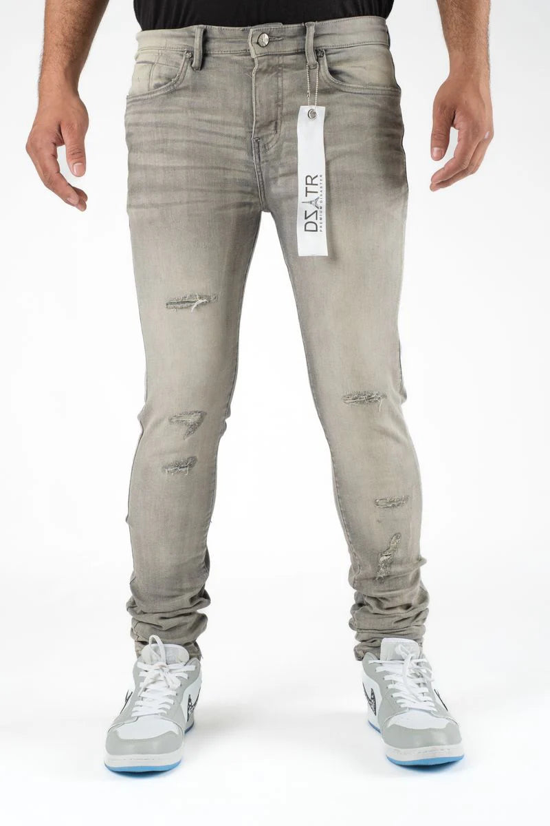 Premium Disaster Men's Super Stretch Denim Jeans Grey