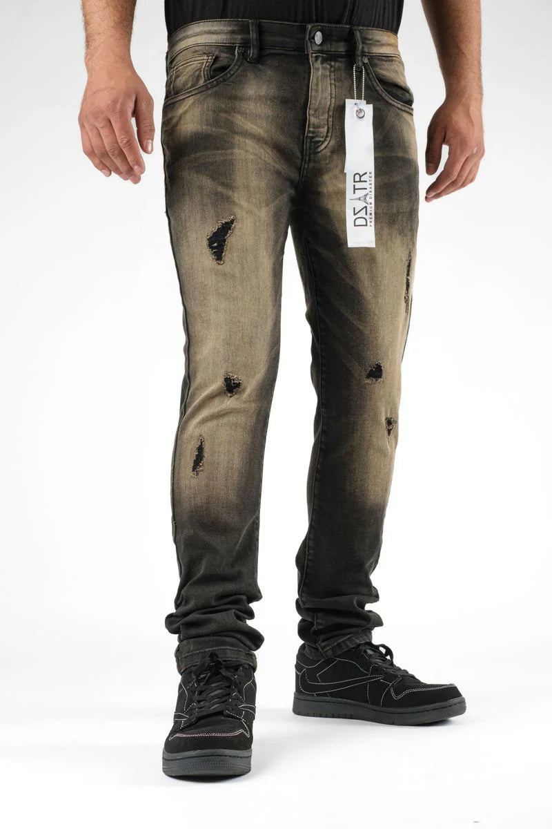 Premium Disaster Men's Super stretch denim jeans vintage black