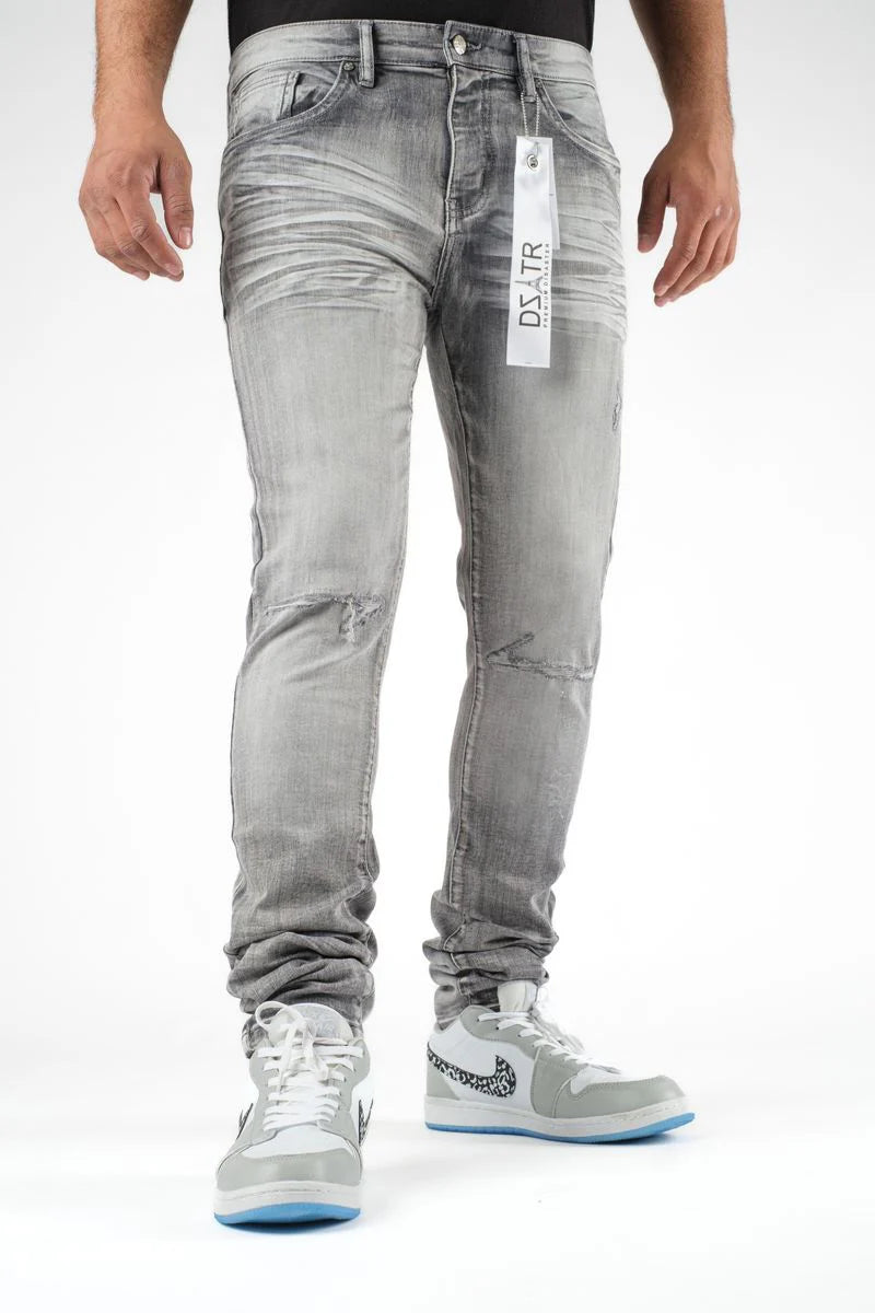 Premium Disaster Men's Super Stretch Denim Jeans Grey wash