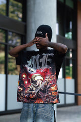 Mixed Emotion Octopus Rhinestone Tee Black