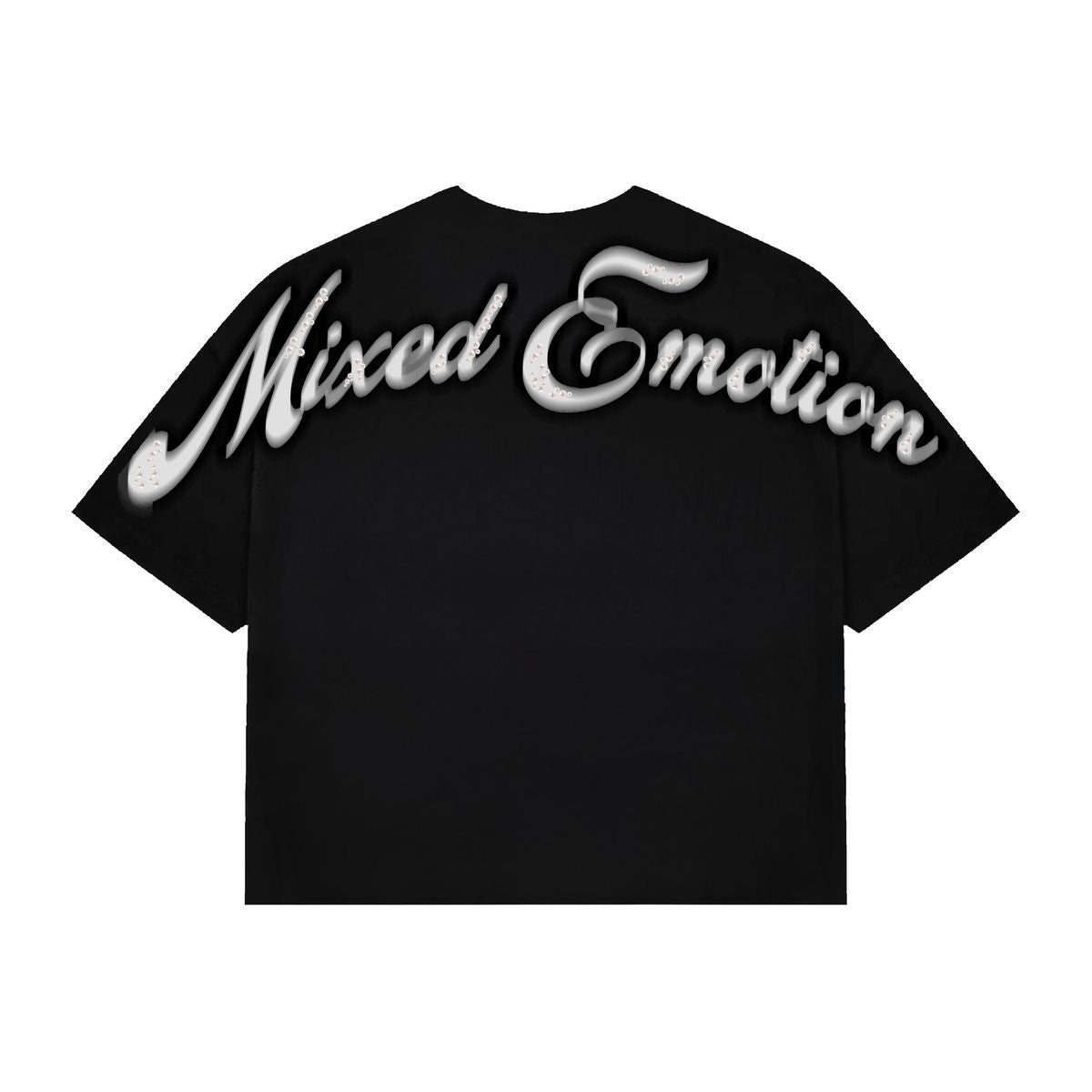 Mixed Emotion Pearl Cropped Tee Black