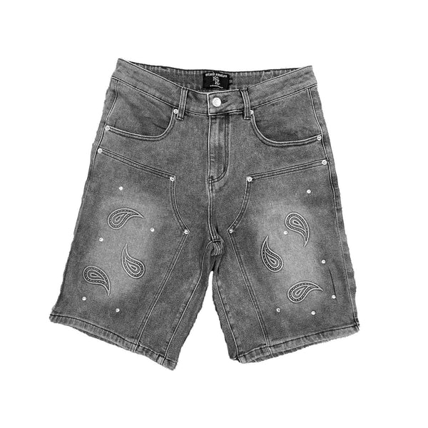 Mixed Emotion 'Paisley' Denim Black Shorts